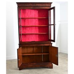 French Louis Philippe Mahogany Bibliotheque with Silk Interior - 4688331