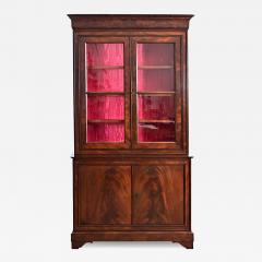 French Louis Philippe Mahogany Bibliotheque with Silk Interior - 4705720