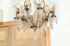 French Louis Philippe Period 1840s Eight Light Crystal Chandelier with Finial - 3424504