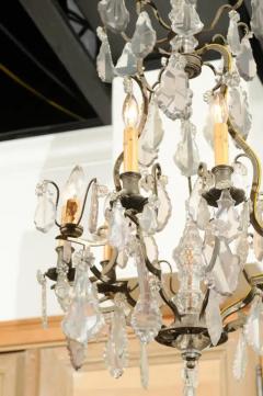 French Louis Philippe Period 1840s Eight Light Crystal Chandelier with Finial - 3424624