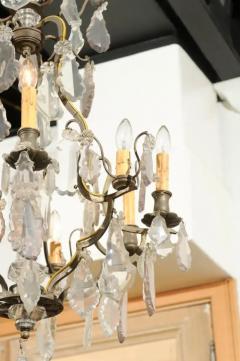 French Louis Philippe Period 1840s Eight Light Crystal Chandelier with Finial - 3424626