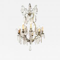 French Louis Philippe Period 1840s Eight Light Crystal Chandelier with Finial - 3435412