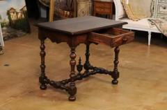 French Louis XIII Period Walnut Side Table with Baluster Legs and Carved Finial - 3547397