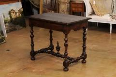 French Louis XIII Period Walnut Side Table with Baluster Legs and Carved Finial - 3547425