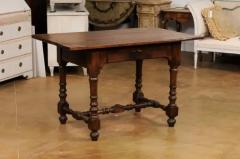 French Louis XIII Style 19th Century Walnut Table with Turned Legs and Stretcher - 3544871