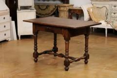 French Louis XIII Style 19th Century Walnut Table with Turned Legs and Stretcher - 3544962