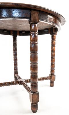 French Louis XIII Style Oak Round Bobbin Leg Side Table - 4559601