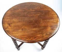 French Louis XIII Style Oak Round Bobbin Leg Side Table - 4559604