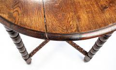 French Louis XIII Style Oak Round Bobbin Leg Side Table - 4559606