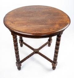 French Louis XIII Style Oak Round Bobbin Leg Side Table - 4574624