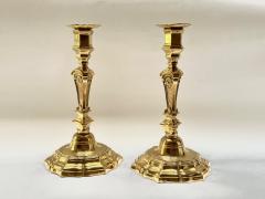 French Louis XIV Style Ormolu Bronze Armorial Candlesticks Pair circa 1840 - 3145502