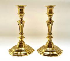 French Louis XIV Style Ormolu Bronze Armorial Candlesticks Pair circa 1840 - 3145504