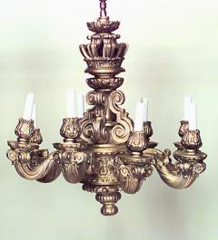 French Louis XIV Style Wood Gesso Gold Chandelier - 739021