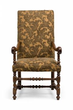 French Louis XIV Walnut Floral tapestry Upholstered Armchair - 4169828