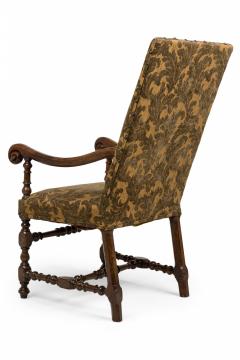 French Louis XIV Walnut Floral tapestry Upholstered Armchair - 4169830