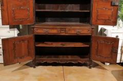 French Louis XV 18th Century Cherry Buffet Deux Corps from the Loire Valley - 3427093