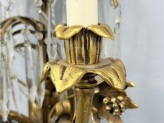 French Louis XV Bronze Cut Crystal Large Wall Sconces France 1930s - 4485419
