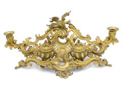 French Louis XV Bronze Dore Inkwell Candleholder - 4201317