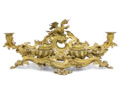 French Louis XV Bronze Dore Inkwell Candleholder - 4201318