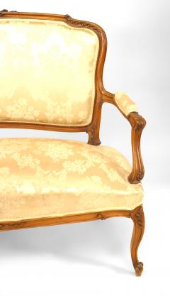 French Louis XV Cream Brocade Loveseat - 4169890