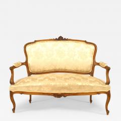 French Louis XV Cream Brocade Loveseat - 4227195