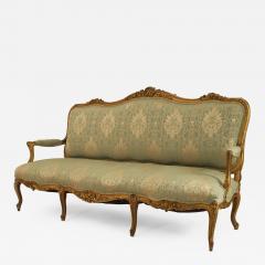 French Louis XV Green Damask Settee - 4227169