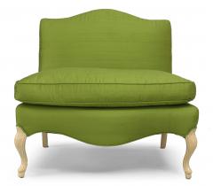 French Louis XV Green Silk Slipper Chair - 1418979