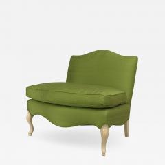 French Louis XV Green Silk Slipper Chair - 1421175