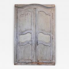 French Louis XV Period 1750s Blue Gray Painted and Carved Wooden Double Doors - 3610811