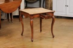 French Louis XV Period 1750s Walnut Game Table with Beige Velvet Fabric - 3538339