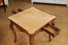 French Louis XV Period 1750s Walnut Game Table with Beige Velvet Fabric - 3538347