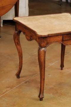 French Louis XV Period 1750s Walnut Game Table with Beige Velvet Fabric - 3538351