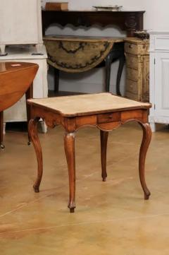French Louis XV Period 1750s Walnut Game Table with Beige Velvet Fabric - 3538352