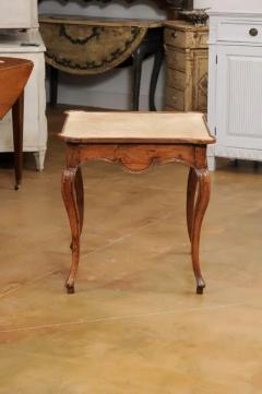 French Louis XV Period 1750s Walnut Game Table with Beige Velvet Fabric - 3538410