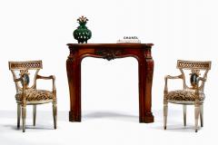 French Louis XV Rococo Walnut Mantel with Hand Carved Floral Reliefs C 1750 - 4794853