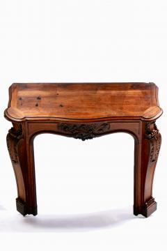 French Louis XV Rococo Walnut Mantel with Hand Carved Floral Reliefs C 1750 - 4794855