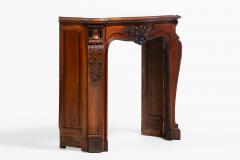 French Louis XV Rococo Walnut Mantel with Hand Carved Floral Reliefs C 1750 - 4794863