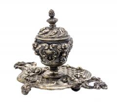 French Louis XV Silver and Bronze Inkwell - 4322480