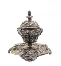 French Louis XV Silver and Bronze Inkwell - 4322484