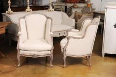 French Louis XV Style 1880s Painted Berg re Chairs with Carved Floral Motifs - 3606090