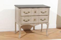 French Louis XV Style 1910s Grey Painted Commode with Bronze Rococo Hardware - 3417086