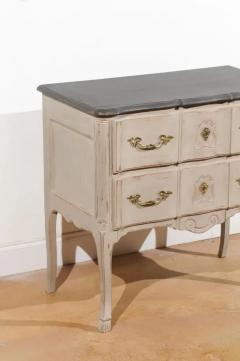 French Louis XV Style 1910s Grey Painted Commode with Bronze Rococo Hardware - 3417241