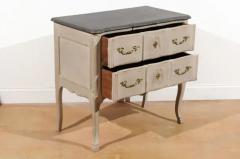 French Louis XV Style 1910s Grey Painted Commode with Bronze Rococo Hardware - 3417242