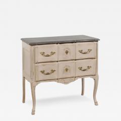 French Louis XV Style 1910s Grey Painted Commode with Bronze Rococo Hardware - 3435355