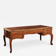 French Louis XV Style 19th Century Burr Walnut and Leather Top Four Drawer Desk - 3610782