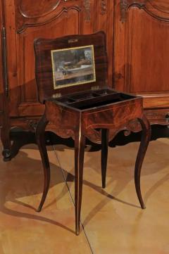 French Louis XV Style 19th Century Marquetry Dressing Table with Floral Motifs - 3426851