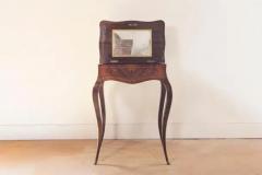 French Louis XV Style 19th Century Marquetry Dressing Table with Floral Motifs - 3730056