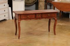 French Louis XV Style 19th Century Walnut Console Table with Three Drawers - 3538363