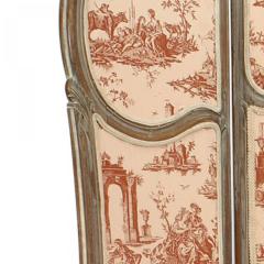 French Louis XV Style 3 Fold Screen with Toile Upholstered Panels - 4652740