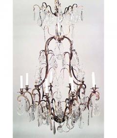 French Louis XV Style Bronze Dore and Crystal Chandelier - 4655765